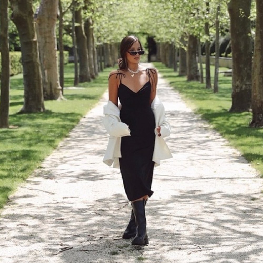 Danielle Bernstein Satin Slip Dress in Black, 10 NWT - Picture 1 of 8